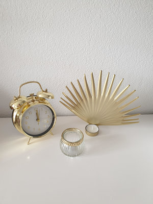 Retro wekker RIJK - Goud - Kunststof / Metaal - Ø12 cm