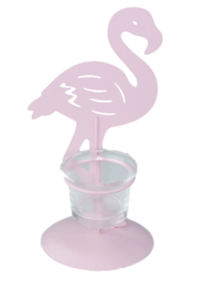 Flamingo theelichthouder LARD - Roze - Metaal / Glas - 11 x 10 x 20 cm