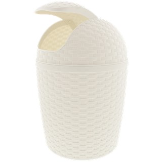 Afvalemmer Rattan ROLAND - Wit - Kunststof - Rond - 5L - H 30 x Ø 21 cm