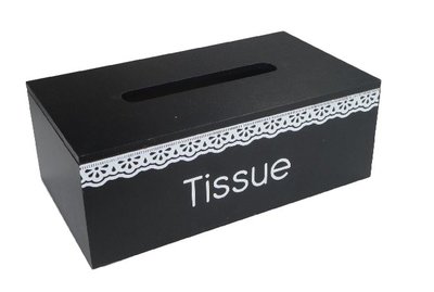 Tissuebox / Tissuehouder JORDY - Zwart - Hout - 25 x 14 x 9 cm