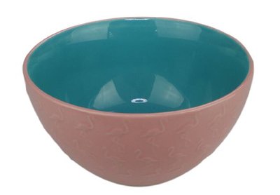 Kom Flamingo - Roze - Keramiek - h 7.5 x Ø 15 cm - Set van 2
