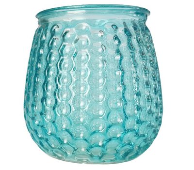 Theelichthouder EVELIEN - Blauw - Glas - Ø8 x h10 cm