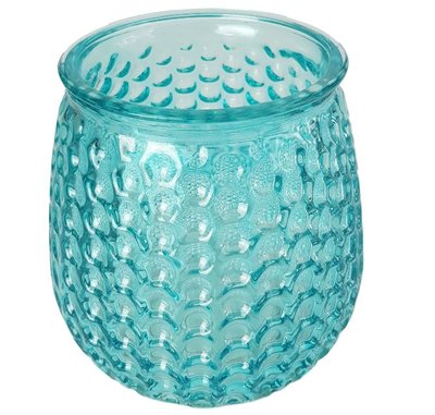 Theelichthouder EVELIEN - Blauw - Glas - Ø8 x h10 cm