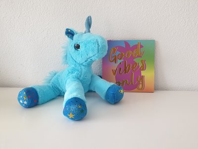 Knuffel Unicorn - Blauw - 22 x 7 x 26 cm