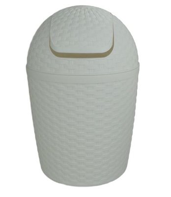 Afvalemmer Rattan ROLAND - Wit - Kunststof - Rond - 5L - H 30 x Ø 21 cm