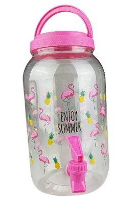 Limonadetap Flamingo / Ananas - Roze / Geel - Kunststof - 3.75L