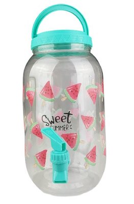 Limonadetap Watermeloen - Roze / Groen - Kunststof - 3.75L