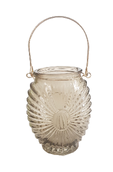 Mini windlicht TINEKE - Grijs - Ø9 x h 12 cm