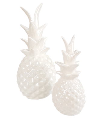 Deco ananas AREND - Wit - Ø12 x H 28 cm