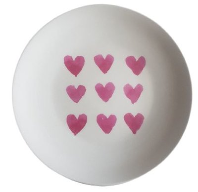 Decoratieve wandbord Nine Hearts - Wit / Rood - Keramiek - Ø22 cm
