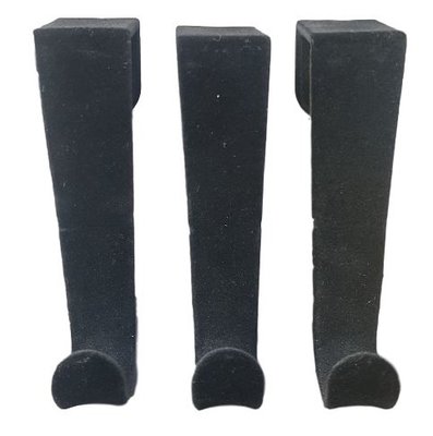 Fluwelen deurhaken - Zwart - Kunststof - Set van 3