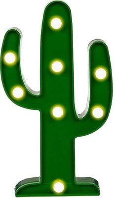 Cactus lampje met 8 led lampjes - Groen - Kunststof - 14 x 3 x 25 cm