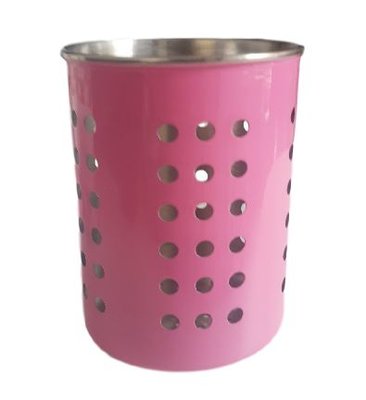 Bestekbeker / bestekhouder MONICA - Roze - RVS - Rond - Ø10,5 x H13 cm