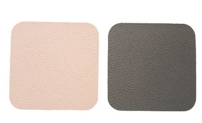 Dubbelzijdige luxe onderzetter OSWIN - Roze / Grijs - Leder - vierkant - 10 x 10 cm - Set van 6