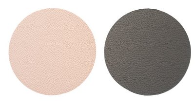 Dubbelzijdige luxe onderzetter NAUD - Roze / Grijs - Leder - Rond - Ø10 cm - Set van 6