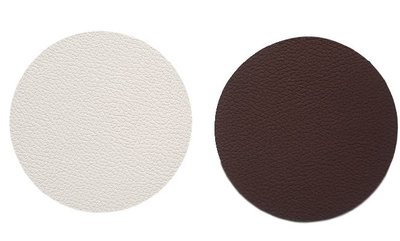 Dubbelzijdige luxe onderzetter NAUD - Wit / Donkerbruin - Leder - Rond - Ø10 cm - Set van 6