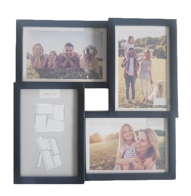 Fotoframe HAMER - Hout / Kunststof - Zwart - Collage - 4x 10x15