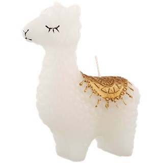 Alpaca kaars - Wit / Goud - 10.5 x 5 x 14 cm - Lama