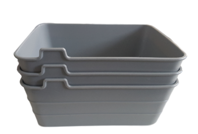 Flexibele opbergmandjes GINO - set van 3 - Grijs - Kunststof - 18 x 13.5 x 7.5 cm