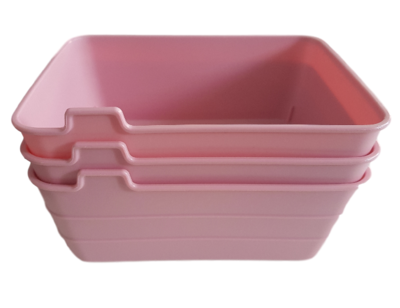 Flexibele opbergmandjes GINO - set van 3 - Roze - Kunststof - 18 x 13.5 x 7.5 cm