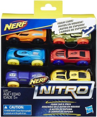 Nerf Nitro Foam Car - set van 6 - Kunststof - Multicolor