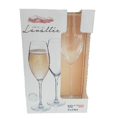Champagneglazen 24 cl - Glas - Transparant - Set van 2