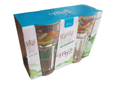 Mojito set - Glas - Transparant - Set van 3