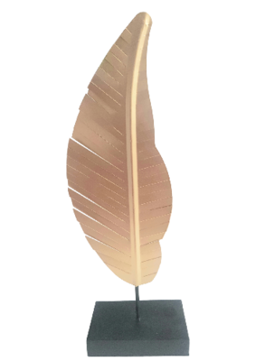 Decoratie Veer op voet ILAN - Goud / Zwart - 13 x 8 x 39 cm
