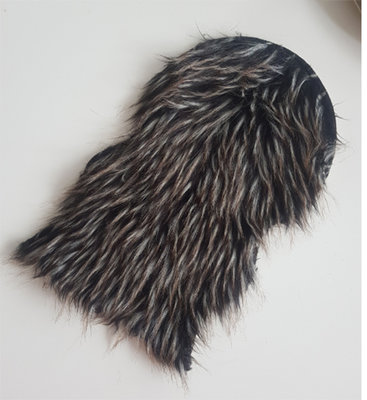 Konijnenvacht TJERK - imitatie bont - Zwart / Wit / Bruin - 25 x 40 cm