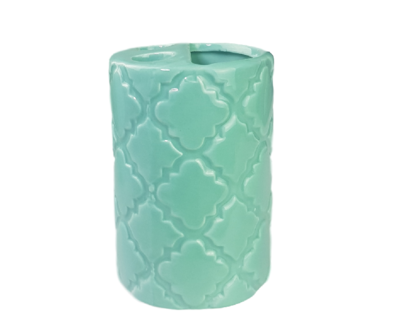 Tandenborstelhouder en zeepdispenser MARGA - Turquoise - Keramiek