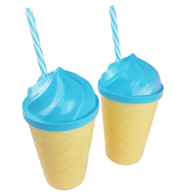 Ice Cream drinkbeker ROSA - Blauw / Bruin - 350 ml - Ø 10 x h 17 cm