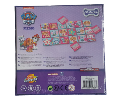 Paw Patrol Memory - Paars / Multicolor - Karton - 36 kaartjes - Spel