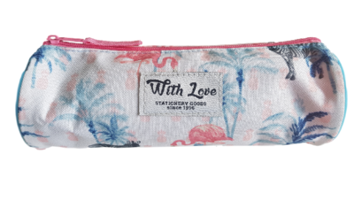 Etui Flamingo / Zebra - Multicolor - Rond - Ø 8.5 x l 23 cm