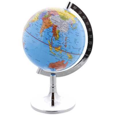 Wereldbol met metalen standaard - Kunststof - h 23 cm