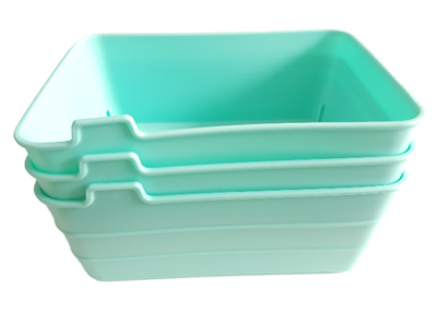 Flexibele opbergmandjes GINO - set van 3 - Turquoise - Kunststof - 18 x 13.5 x 7.5 cm