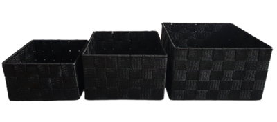Opbergmanden FOKKE - Geweven lint - Zwart - Set van 3