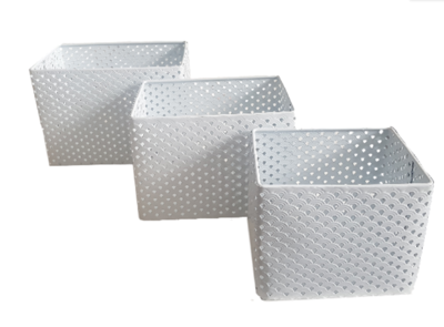 Opbergbakjes JORAS - Wit - Metaal - Set van 3